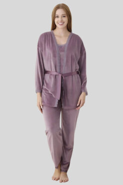 Πιτζάμα Γυναικεία Homewear Βελουτέ Σετ 3Pack 03054 - ΛΙΛΑ, S-M