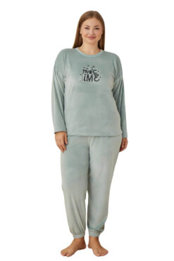 Πιτζάμα Γυναικεία Homewear Βελουτέ W3110 - ΜΕΝΤΑ, XXL