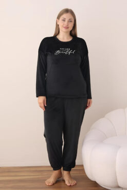 Πιτζάμα Γυναικεία Homewear Βελουτέ 3113 - ΜΑΥΡΟ, 4XL