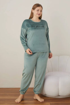 Alternative view of Πιτζάμα Γυναικεία Homewear Βελουτέ W3122 - ΜΕΝΤΑ, XXL