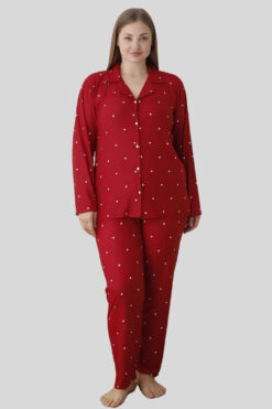 Πιτζάμα Γυναικεία Suet Με Κουμπιά 02118 - ΚΡΑΣΟΥΛΙ, XL