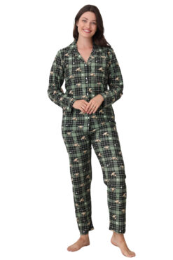 Πιτζάμα Γυναικεία Suet Με Κουμπιά 2247 - ΠΡΑΣΙΝΟ, XXL