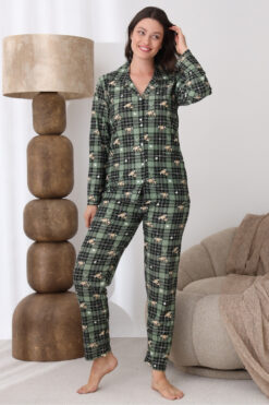 Alternative view of Πιτζάμα Γυναικεία Suet Με Κουμπιά 2247 - ΠΡΑΣΙΝΟ, XXL