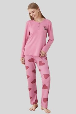 Πιτζάμα Γυναικεία Βαμβακερή 5013 - ΡΟΖ, XXL
