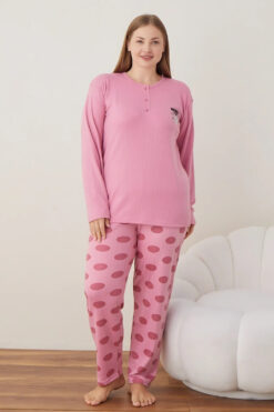Alternative view of Πιτζάμα Γυναικεία Βαμβακερή 5106 - ΡΟΖ, XXL