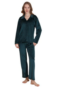 Πιτζάμα Γυναικεία Βελουτέ Με Κουμπιά 3099 - ΚΥΠΑΡΙΣΣΙ, XL