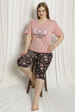 Alternative view of Πιτζάμα Κοντό Μανίκι Κάπρι Παντελόνι 15560 - ΣΑΠΙΟ ΜΗΛΟ, XL