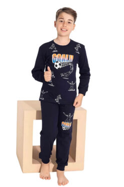 Πιτζάμα Παιδική Για Αγόρι Homewear Goal G7307 - ΜΠΛΕ ΣΚΟΥΡΟ, 3 Ετών