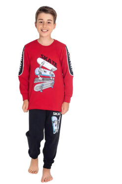 Πιτζάμα Παιδική Για Αγόρι Homewear Skate R3746 - ΚΟΚΚΙΝΟ, 3 Ετών