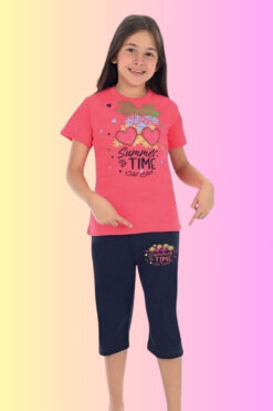 Alternative view of Πιτζάμα παιδική κορίτσι summer time L4306 - ΡΟΖ, 14 Ετών