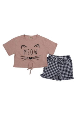 Σετ Παιδικό Μπλουζάκι Παντελονάκι Meow D22764 - ΣΑΠΙΟ ΜΗΛΟ, 2 Ετών