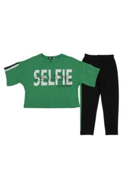 Σετ Παιδικό Μπλουζάκι Παντελονάκι Selfie R22712 - ΠΡΑΣΙΝΟ, 9 Ετών