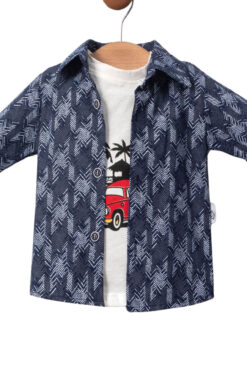 Alternative view of Βρεφικό Σετ Πουκάμισο Μπλούζα Παντελόνι 9127 - ΜΠΛΕ, 12-18 Μηνών