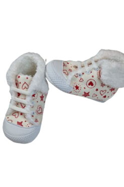 Alternative view of Παπούτσια Αγκαλιάς με Κορδόνια Q3065 - ΕΚΡΟΥ-ΚΟΚΚΙΝΟ, 18