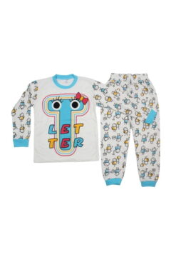 Πιτζάμα Παιδική Letter W9360 - ΓΑΛΑΖΙΟ, 6 Ετών