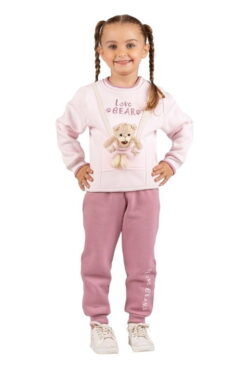 Σετ Βρεφικής Φόρμας Με Αρκουδάκι W1607 - ΡΟΖ, 6 Μηνών