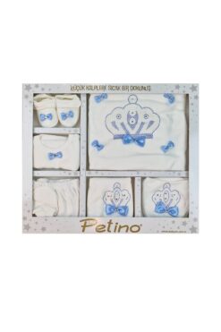 Σετ Δώρου Για Νεογέννητο Κορόνα 10 τμχ. F9043 - ΛΕΥΚΟ-ΓΑΛΑΖΙΟ, 0-3 Μηνών