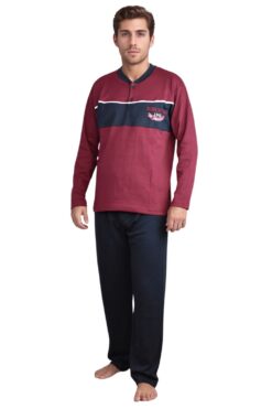 Ανδρική Πιτζάμα Βαμβακερή D0995 - ΜΠΟΡΝΤΟ, L