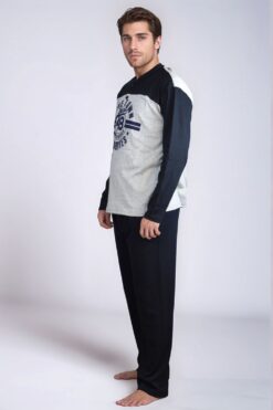 Alternative view of Ανδρική Πιτζάμα Βαμβακερή F2060 - ΓΚΡΙ, M