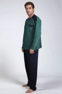 Alternative view of Ανδρική Πιτζάμα Βαμβακερή G0955 - ΠΡΑΣΙΝΟ, L