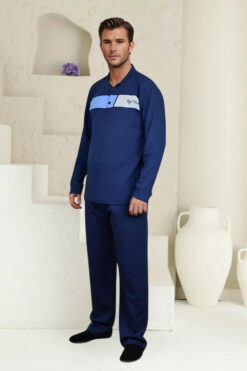 Alternative view of Ανδρική Πιτζάμα Βαμβακερή G2065 - ΜΠΛΕ, XL