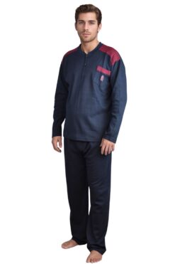 Ανδρική Πιτζάμα Βαμβακερή L0955 - ΜΠΛΕ ΣΚΟΥΡΟ, L