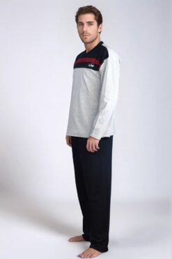 Alternative view of Ανδρική Πιτζάμα Βαμβακερή L2050 - ΓΚΡΙ, XL