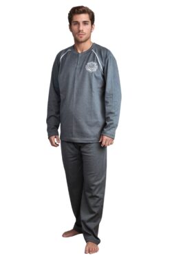 Ανδρική Πιτζάμα Βαμβακερή Plus Size L0915 - ΑΝΘΡΑΚΙ, 4XL