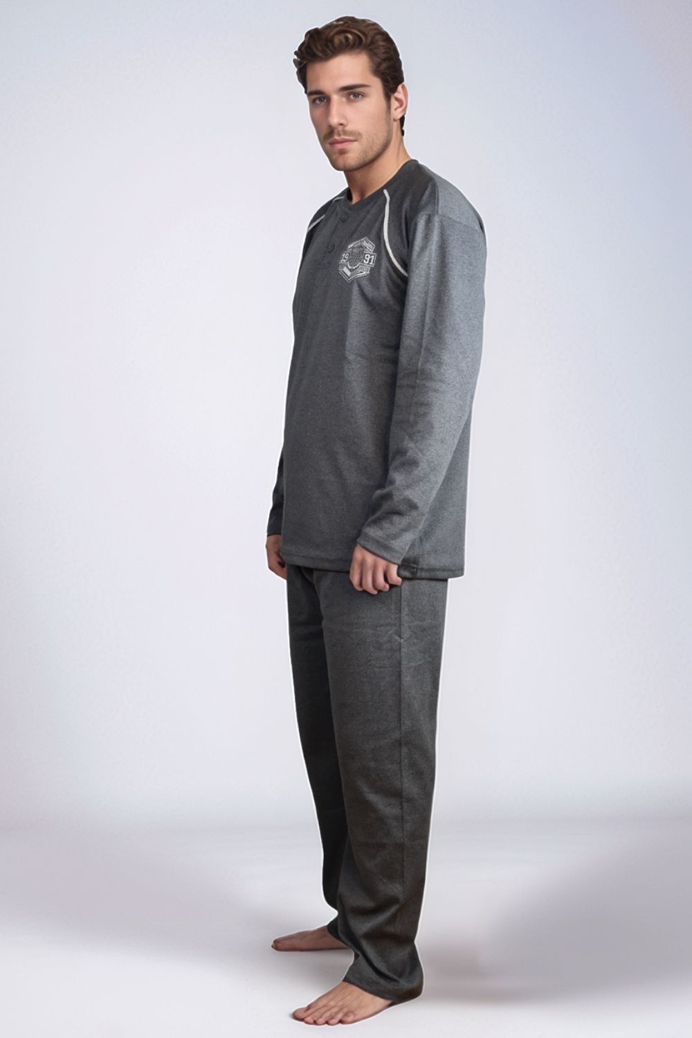 Ανδρική Πιτζάμα Βαμβακερή Plus Size L0915 - ΑΝΘΡΑΚΙ, 4XL - Image 2