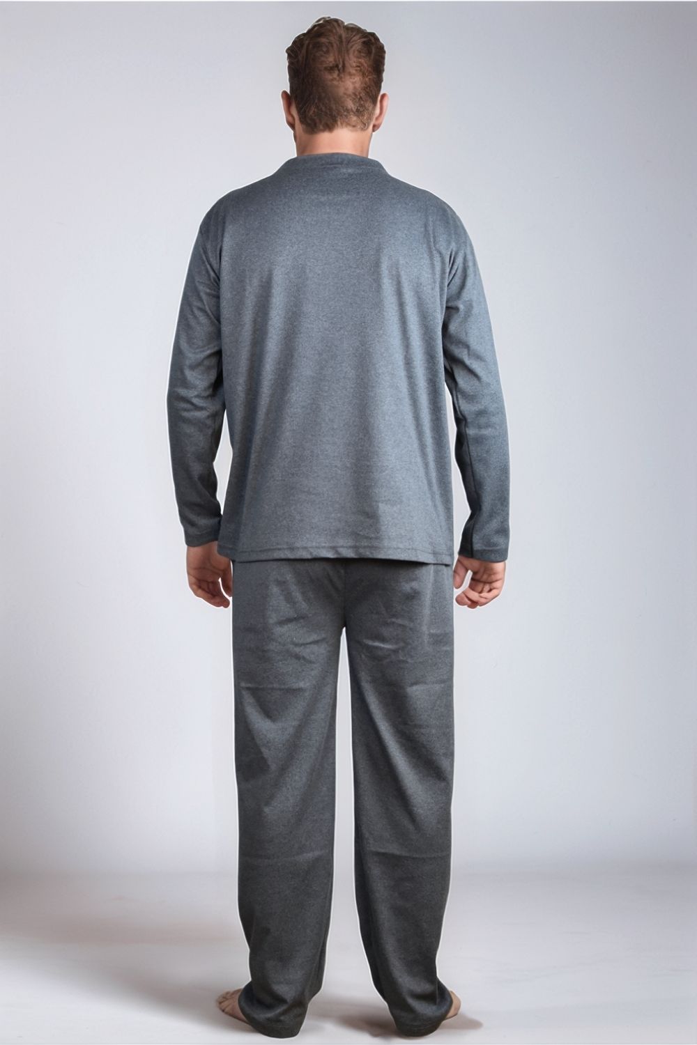 Ανδρική Πιτζάμα Βαμβακερή Plus Size L0915 - ΑΝΘΡΑΚΙ, 4XL - Image 3