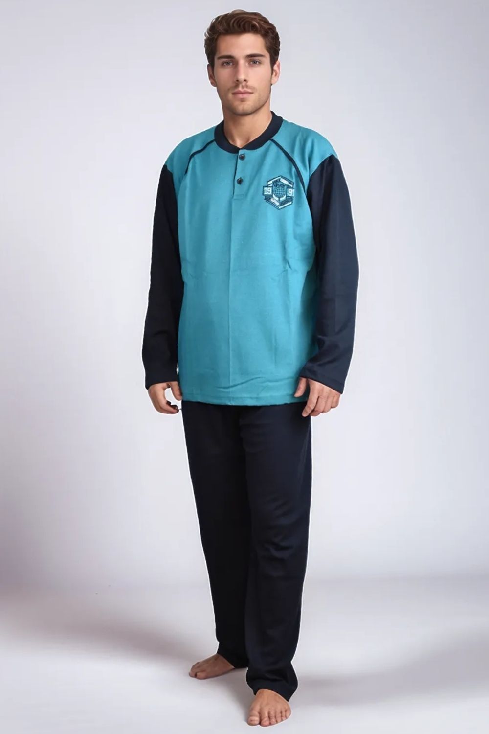 Ανδρική Πιτζάμα Βαμβακερή Plus Size X0915 - ΠΕΤΡΟΛ, 3XL - Image 4