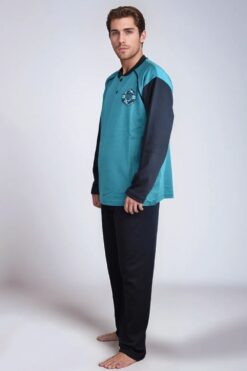 Alternative view of Ανδρική Πιτζάμα Βαμβακερή Plus Size X0915 - ΠΕΤΡΟΛ, 4XL