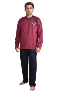 Ανδρική Πιτζάμα Βαμβακερή Q0915 - ΜΠΟΡΝΤΟ, L