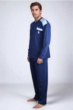 Alternative view of Ανδρική Πιτζάμα Βαμβακερή R0955 - ΜΠΛΕ, M