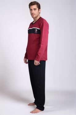 Alternative view of Ανδρική Πιτζάμα Βαμβακερή S0800 - ΜΠΟΡΝΤΟ, XL
