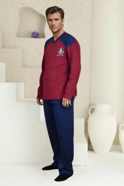 Alternative view of Ανδρική Πιτζάμα Βαμβακερή S1075 - ΜΠΟΡΝΤΟ, XL