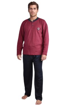 Ανδρική Πιτζάμα Βαμβακερή U1065 - ΜΠΟΡΝΤΟ, XL