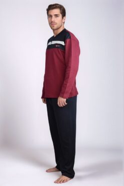 Alternative view of Ανδρική Πιτζάμα Βαμβακερή W2050 - ΜΠΟΡΝΤΟ, M