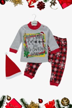 Alternative view of Χριστουγεννιάτικο Σετ Μπλουζάκι Παντελονάκι 9587 - ΠΟΛΥΧΡΩΜΟ, 12 Μηνών