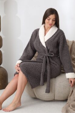 Alternative view of Γυναικεία Ρόμπα Fleece 0045 - ΑΝΘΡΑΚΙ, S-M