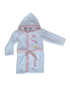 Παιδικό Μπουρνούζι Με Κουκούλα D0766 - ΛΕΥΚΟ-ΡΟΖ, 1-2