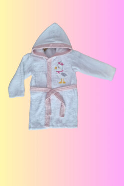 Alternative view of Παιδικό Μπουρνούζι Με Κουκούλα R0766 - ΛΕΥΚΟ-ΡΟΖ, 5-6