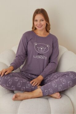 Alternative view of Πιτζάμα Γυναικεία Βαμβακερή 5006 - ΜΩΒ, S-M