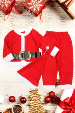 Alternative view of Άη Βασίλης Παιδική Στολή D4003 - ΚΟΚΚΙΝΟ, 11-12 Ετών