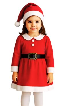 Άη Βασίλης Παιδική Στολή Κορίτσι W4004 - ΚΟΚΚΙΝΟ, 9-12 Μηνών