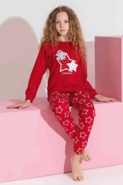 Alternative view of Παιδική Πιτζάμα Κορίτσι Cotton S3196 - ΚΟΚΚΙΝΟ, 3-4 Ετών