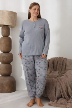 Γυναικεία Χειμωνιάτικη Πιτζάμα 0243 - ΓΚΡΙ, 3XL