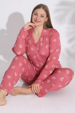 Alternative view of Πιτζάμα Γυναικεία Με Κουμπιά 0381 - ΚΟΡΑΛΙ, 3XL