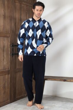 Ανδρική Πιτζάμα Fleece 0616 - ΜΠΛΕ ΣΚΟΥΡΟ, M