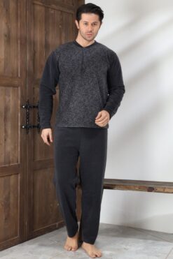 Ανδρική Πιτζάμα Fleece W0658 - ΜΑΥΡΟ, M